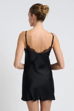 ETAM Pijamas Sexy|Camisones De Tirantes|Nuisette satinée NOIR