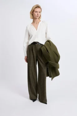 ETAM Corte Ancho|Pantalones|Pantalón ancho a cuadros CAQUI