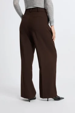ETAM Corte Ancho|Pantalones|Pantalón ancho de sarga CHOCOLATE