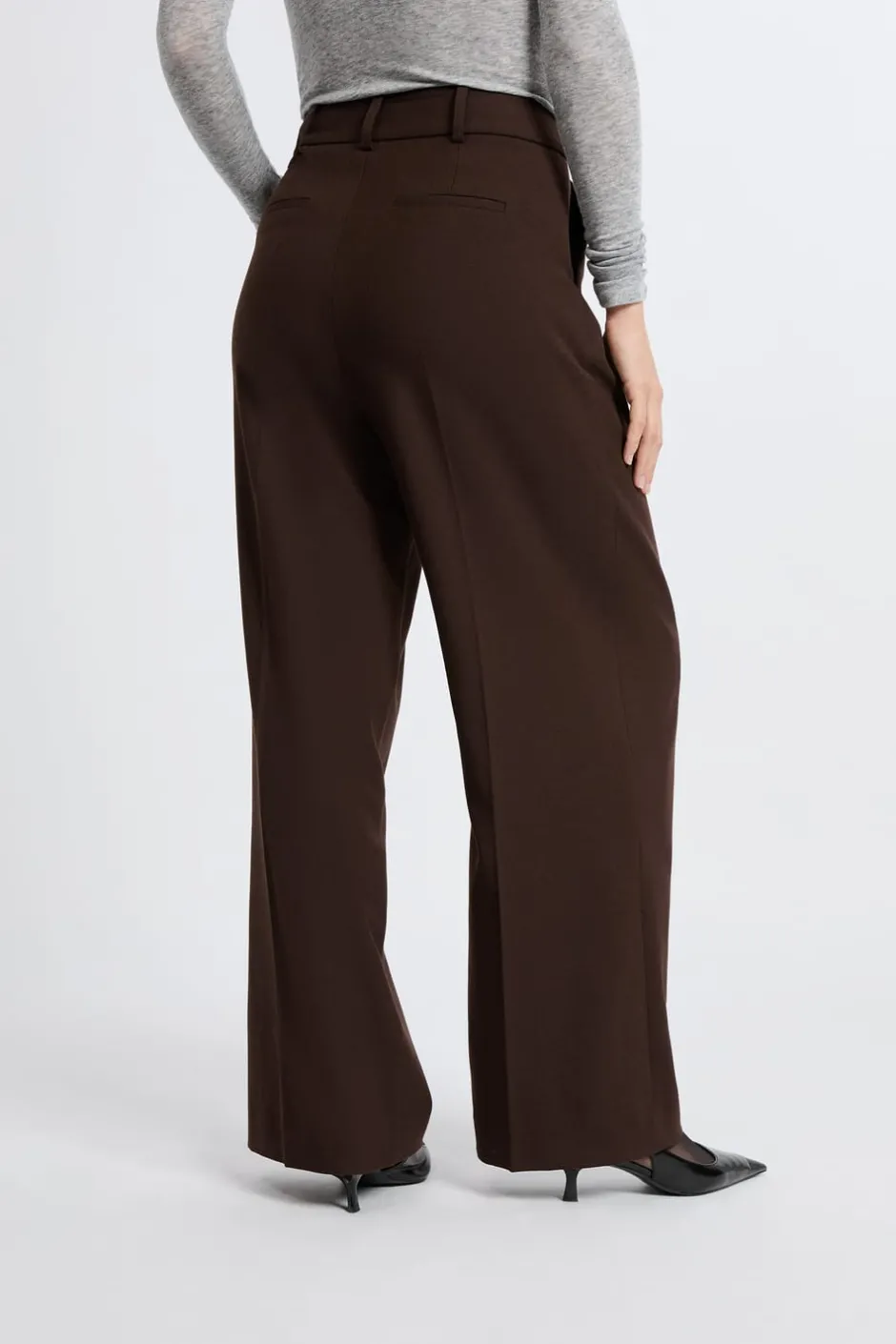 ETAM Corte Ancho|Pantalones|Pantalón ancho de sarga CHOCOLATE