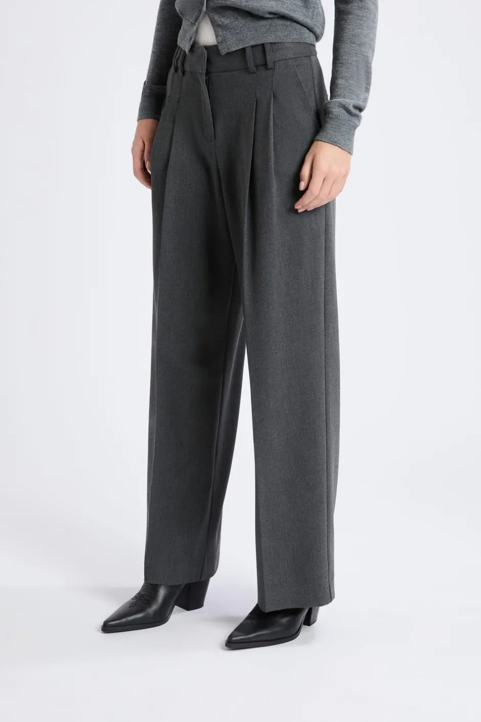 ETAM Corte Ancho|Pantalones|Pantalón ancho de sarga ANTRACITA