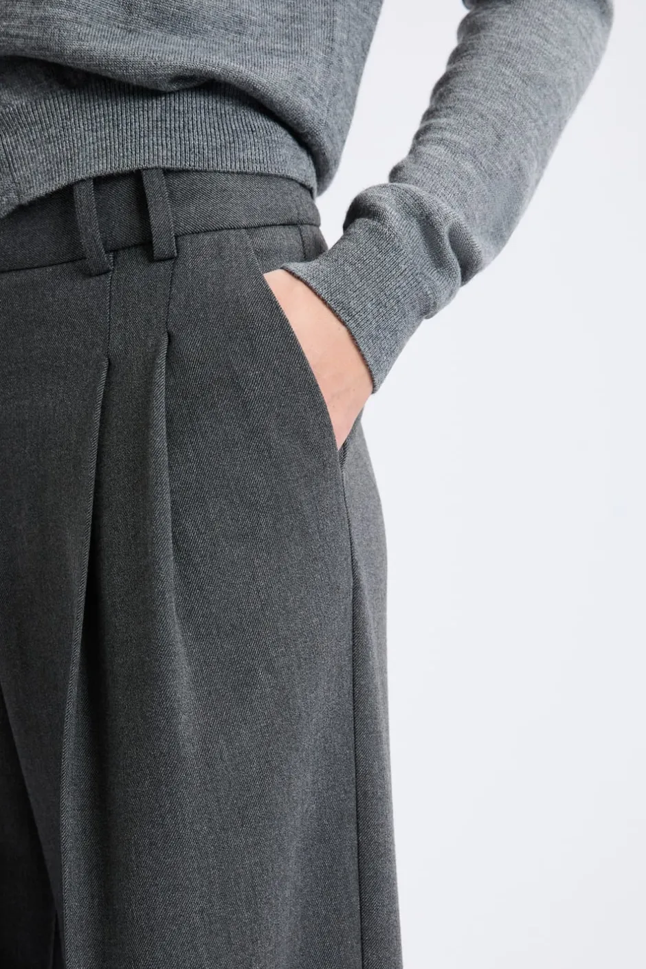 ETAM Corte Ancho|Pantalones|Pantalón ancho de sarga ANTRACITA