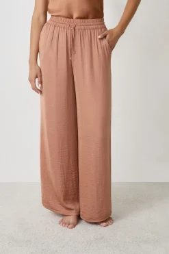 ETAM Partes De Abajo De Pijama|Pantalón ancho de satén BEIGE