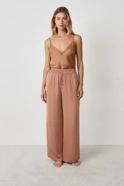 ETAM Partes De Abajo De Pijama|Pantalón ancho de satén BEIGE