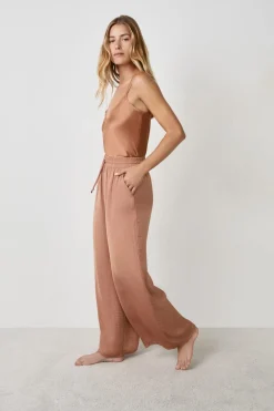 ETAM Partes De Abajo De Pijama|Pantalón ancho de satén BEIGE
