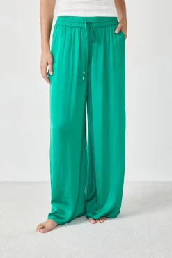 ETAM Partes De Abajo De Pijama|Pantalón ancho de satén ESMERALDA