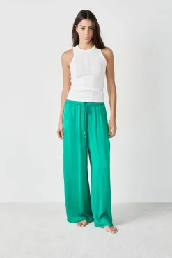 ETAM Partes De Abajo De Pijama|Pantalón ancho de satén ESMERALDA