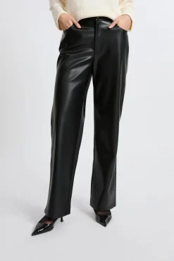 ETAM Corte Ancho|Pantalones|Pantalón anchos con efecto piel NEGRO