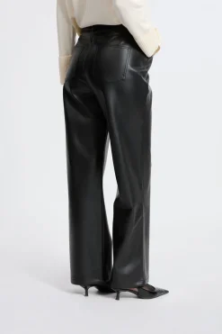 ETAM Corte Ancho|Pantalones|Pantalón anchos con efecto piel NEGRO