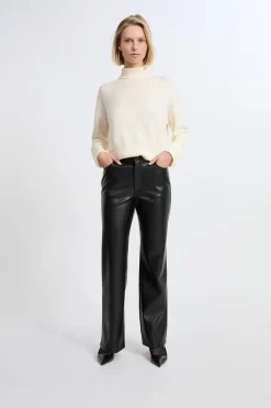 ETAM Corte Ancho|Pantalones|Pantalón anchos con efecto piel NEGRO
