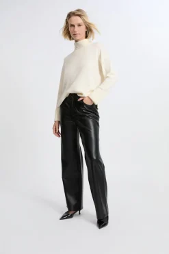 ETAM Corte Ancho|Pantalones|Pantalón anchos con efecto piel NEGRO