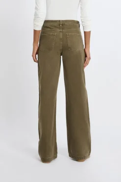 ETAM Jeans|Corte Ancho|Pantalón con cordón de algodón CAQUI