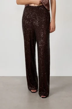 ETAM Corte Recto|Pantalones|Pantalón corte ancho con lentejuelas MARR&Oacute;N