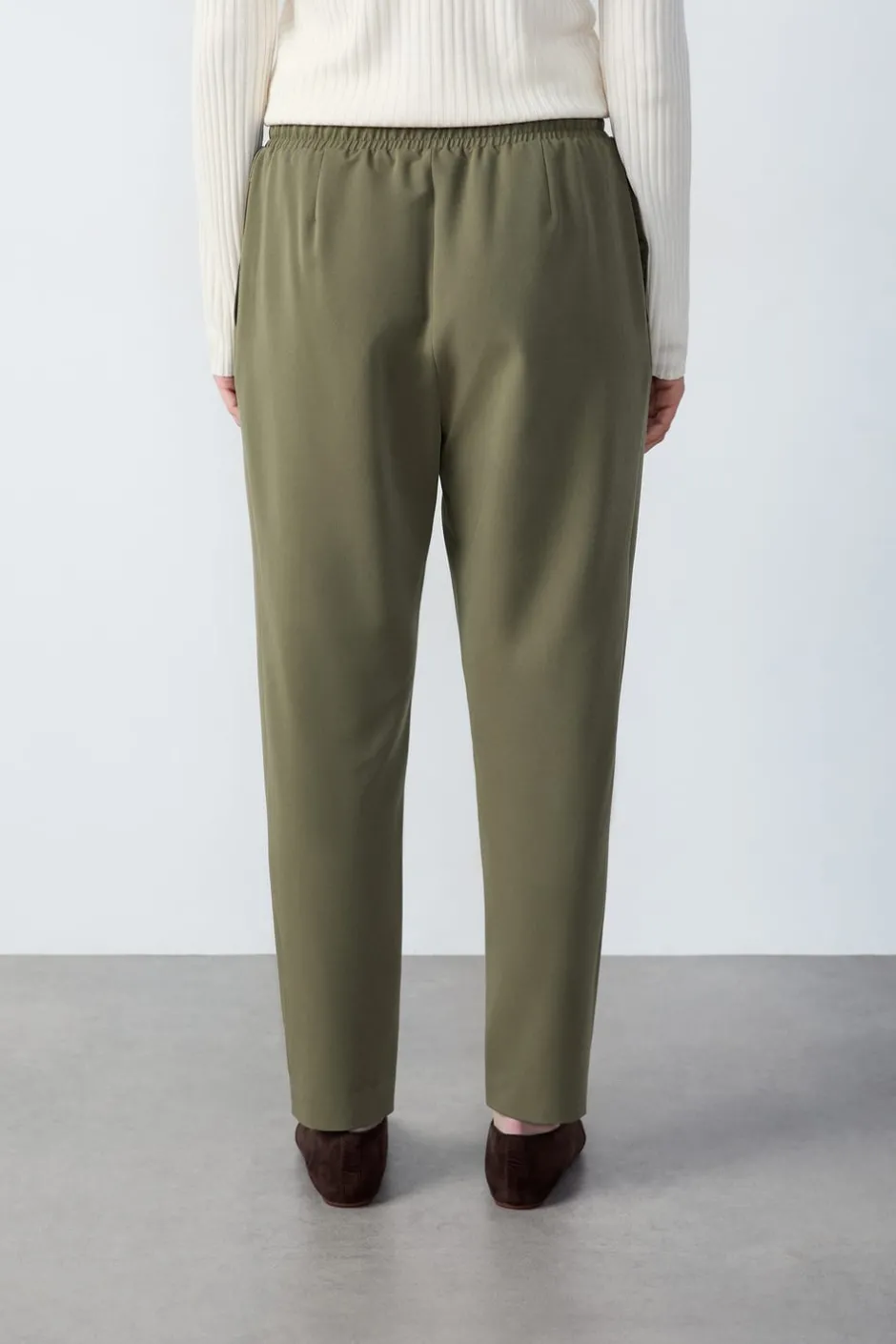 ETAM Pantalones|Pitillo|Pantalón corte cigarette con lazada ARCILLA