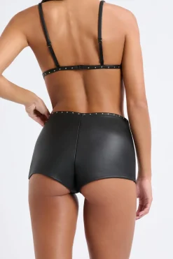 ETAM Talle Alto|Culotte|Pantalón corto de cuero NEGRO