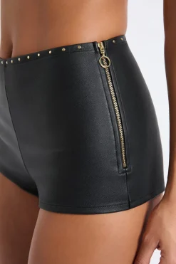 ETAM Talle Alto|Culotte|Pantalón corto de cuero NEGRO