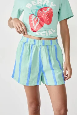 ETAM Partes De Abajo De Pijama|Los Pijamas Más Responsables|Pantalón corto de pijama a rayas de algodón AZUL CLARO