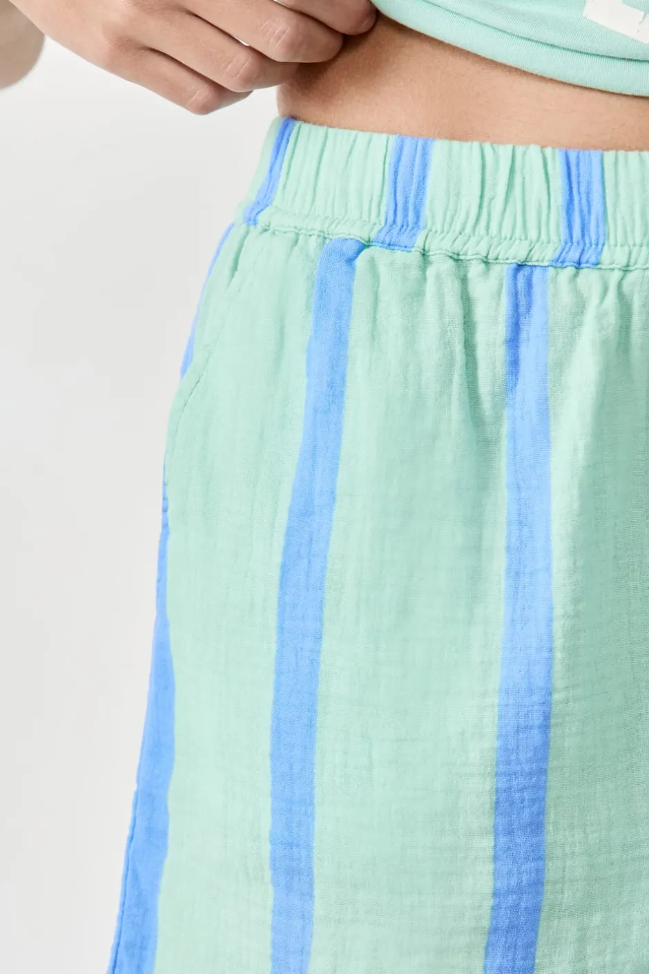 ETAM Partes De Abajo De Pijama|Los Pijamas Más Responsables|Pantalón corto de pijama a rayas de algodón AZUL CLARO