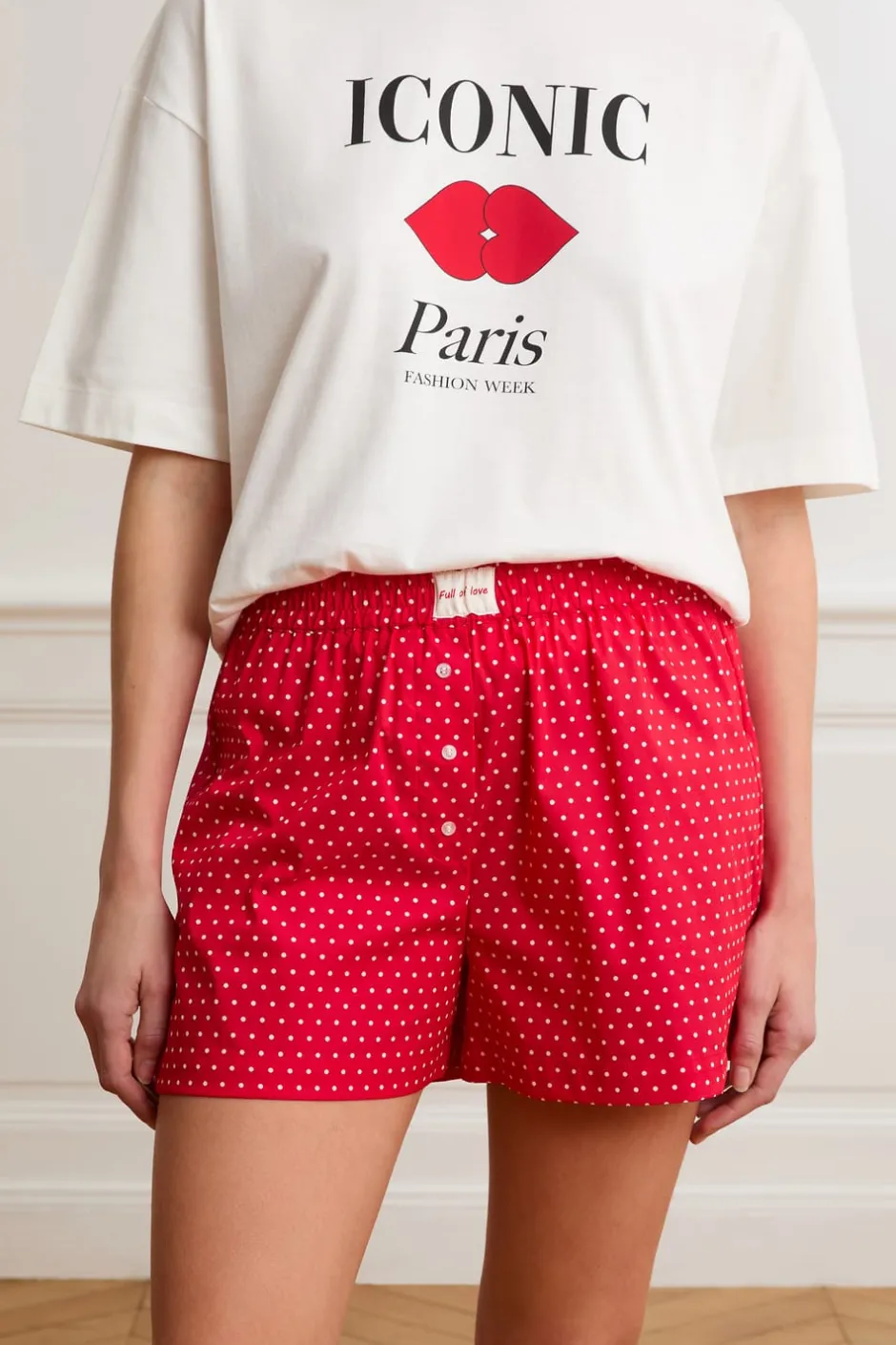 ETAM Los Pijamas Más Responsables|Partes De Abajo De Pijama|Pantalón corto de pijama con lunares y algodón ROJO