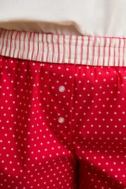 ETAM Los Pijamas Más Responsables|Partes De Abajo De Pijama|Pantalón corto de pijama con lunares y algodón ROJO
