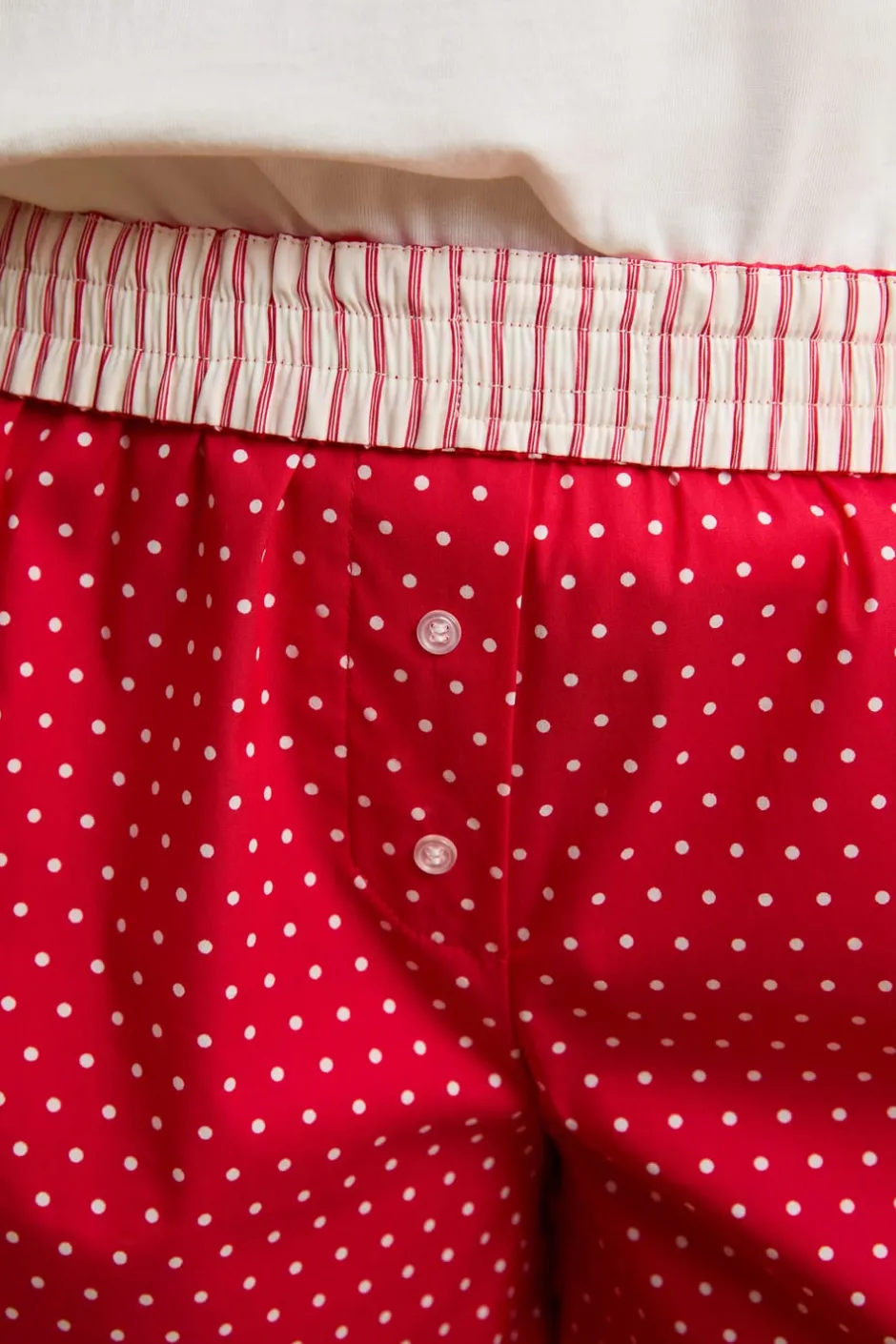 ETAM Los Pijamas Más Responsables|Partes De Abajo De Pijama|Pantalón corto de pijama con lunares y algodón ROJO