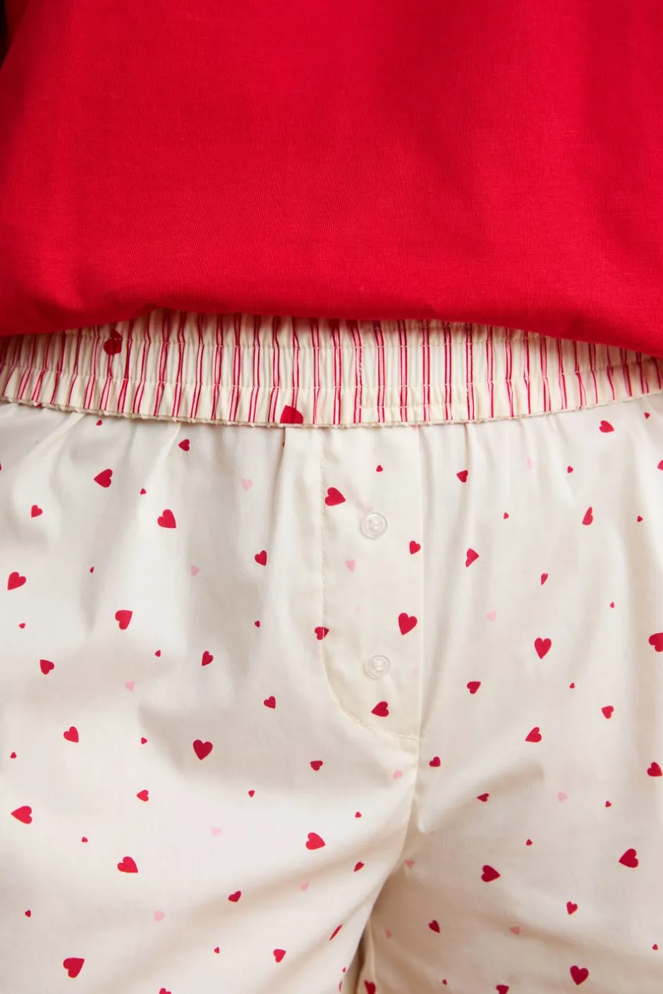 ETAM Los Pijamas Más Responsables|Partes De Abajo De Pijama|Pantalón corto de pijama con estampado de corazones y algodón IMP FD crudo