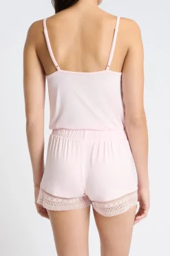 ETAM Partes De Abajo De Pijama|Los Pijamas Más Responsables|Pantalón corto de pijama con detalle de encaje ROSA CLARO