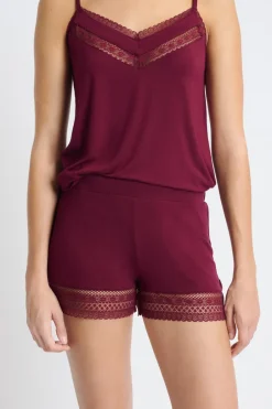 ETAM Partes De Abajo De Pijama|Los Pijamas Más Responsables|Pantalón corto de pijama con detalle de encaje VIOLETA