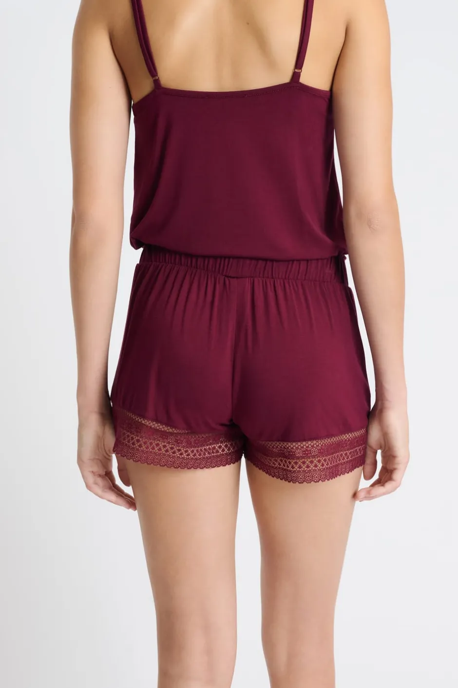 ETAM Partes De Abajo De Pijama|Los Pijamas Más Responsables|Pantalón corto de pijama con detalle de encaje VIOLETA