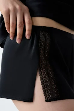 ETAM Partes De Abajo De Pijama|Pantalón corto de pijama de satén NEGRO