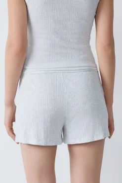 ETAM Partes De Abajo De Pijama|Los Pijamas Más Responsables|Pantalón corto de pijama de algodón acanalado GRIS
