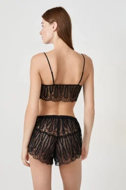 ETAM Pijamas Sexy|Partes De Abajo De Pijama|Pantalón corto de pijama de encaje NEGRO