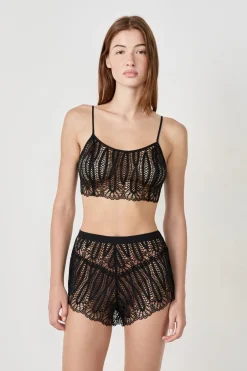 ETAM Pijamas Sexy|Partes De Abajo De Pijama|Pantalón corto de pijama de encaje NEGRO