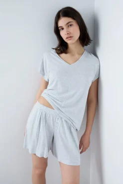 ETAM Partes De Abajo De Pijama|Los Pijamas Más Responsables|Pantalón corto de pijama de modal GRIS CLARO
