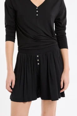 ETAM Pijamas Esenciales|Partes De Abajo De Pijama|Pantalón corto de pijama liso NEGRO
