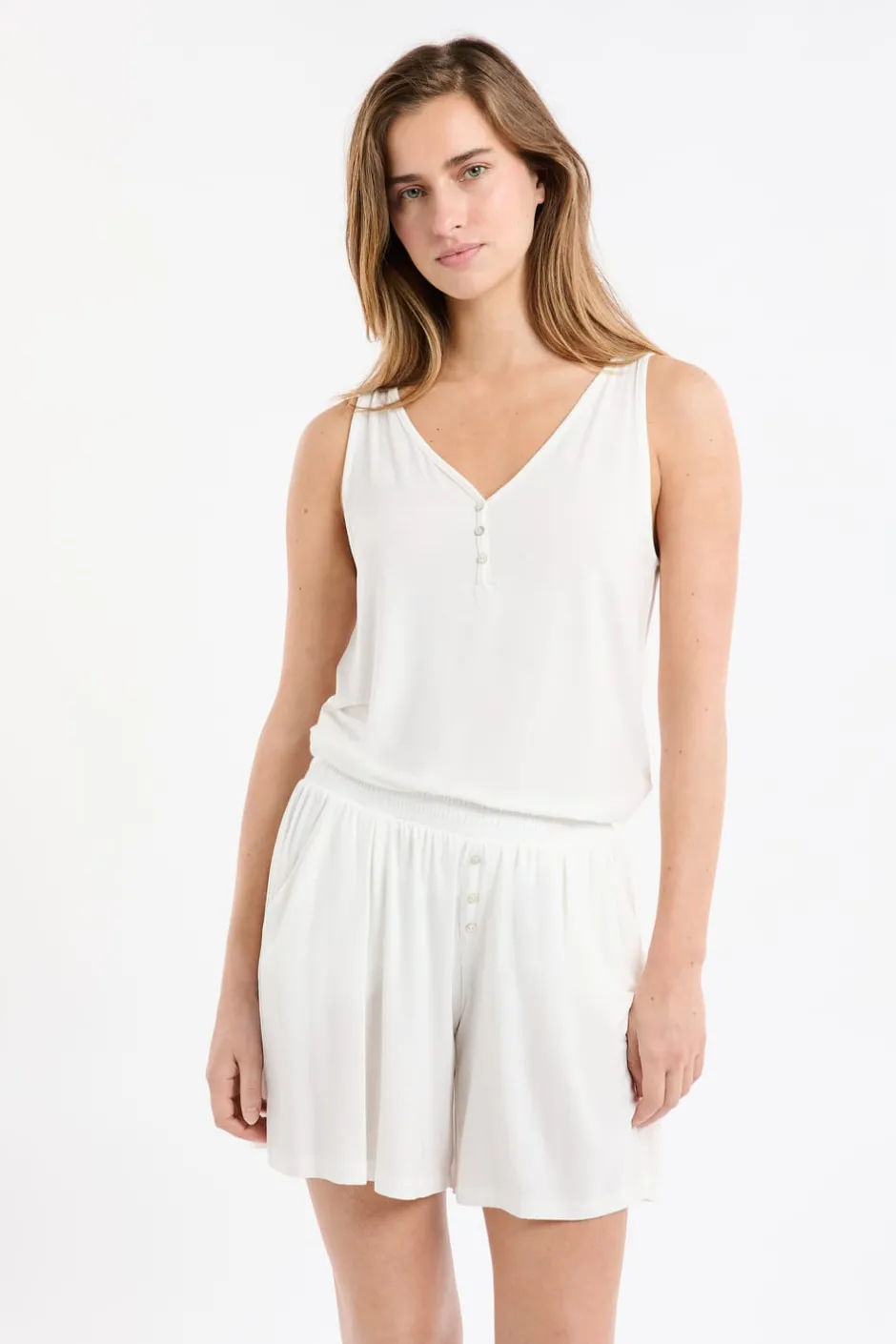 ETAM Pijamas Esenciales|Partes De Abajo De Pijama|Pantalón corto de pijama liso BLANCO CRUDO