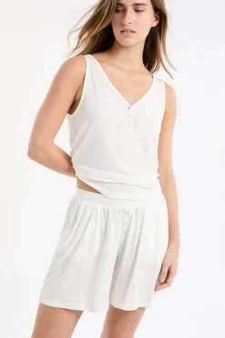ETAM Pijamas Esenciales|Partes De Abajo De Pijama|Pantalón corto de pijama liso BLANCO CRUDO