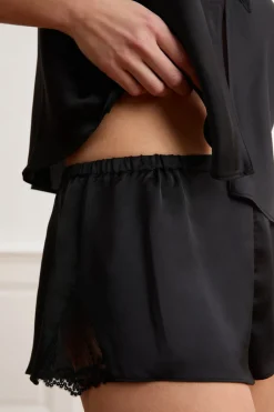ETAM Pijamas Sexy|Partes De Abajo De Pijama|Pantalón corto de satén NEGRO