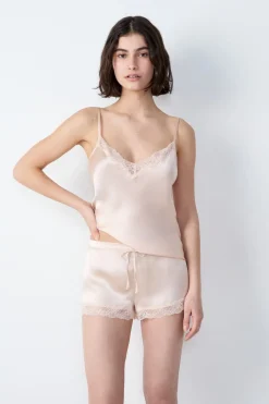 ETAM Pijamas De Seda|Partes De Abajo De Pijama|Pantalón corto de seda ROSA