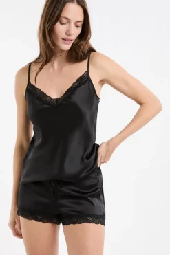 ETAM Pijamas De Seda|Partes De Abajo De Pijama|Pantalón corto de seda NEGRO