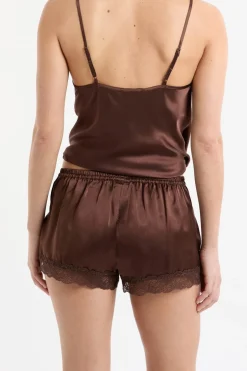 ETAM Pijamas De Seda|Partes De Abajo De Pijama|Pantalón corto de seda con detalles de encaje HENNA