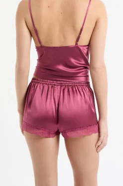 ETAM Pijamas De Seda|Partes De Abajo De Pijama|Pantalón corto de seda con detalles de encaje BLUSH