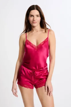 ETAM Pijamas De Seda|Partes De Abajo De Pijama|Pantalón corto de seda con detalles de encaje PETUNIA