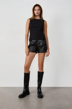 ETAM Shorts Lisos|Shorts|Pantalón corto efecto piel NEGRO