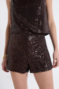 ETAM Shorts Lisos|Shorts|Pantalón corto recto con lentejuelas MARR&Oacute;N