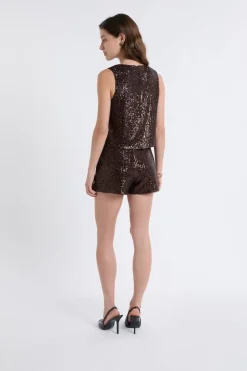 ETAM Shorts Lisos|Shorts|Pantalón corto recto con lentejuelas MARR&Oacute;N