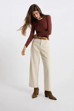 ETAM Corte Recto|Pantalones|Pantalón de algodón BLANCO