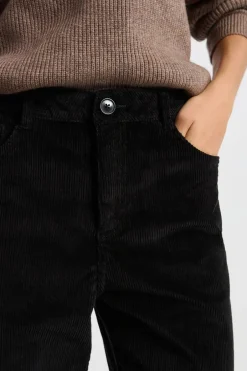 ETAM Corte Recto|Pantalones|Pantalón de algodón con efecto terciopelo NEGRO