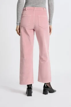 ETAM Corte Recto|Pantalones|Pantalón de algodón con efecto terciopelo ROSA EMPOLVADO