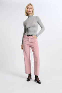 ETAM Corte Recto|Pantalones|Pantalón de algodón con efecto terciopelo ROSA EMPOLVADO